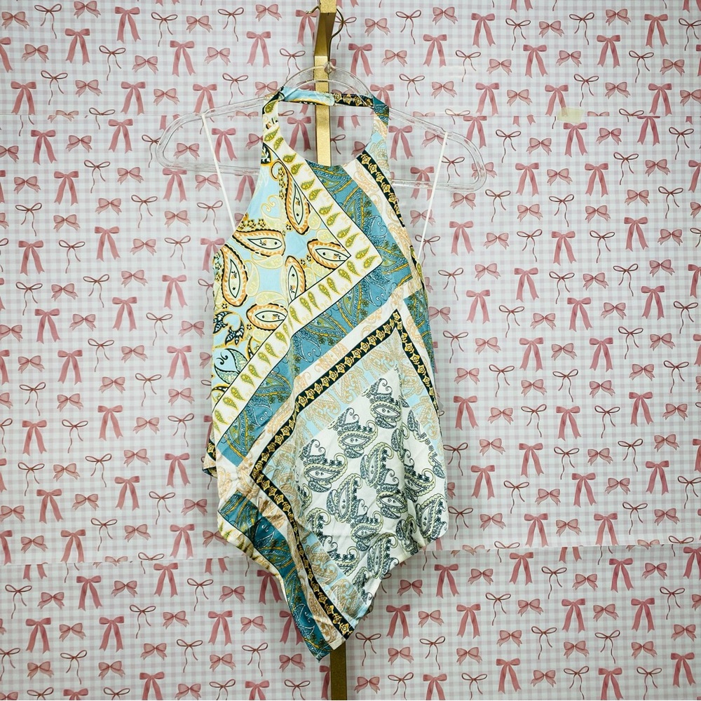 Anthropologie Bishop + Young Corsica Sea Glass Paisley Halter Top NWT Small